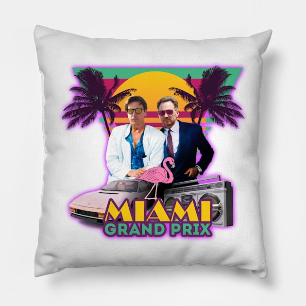 Miami Grand Prix Toto Horner Edition Pillow by Worldengine