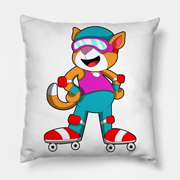 Cat at Inline skating with Inline skates & Helmet Pillow by Markus Schnabel