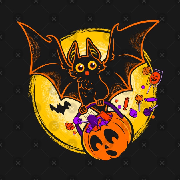 Halloween Cute Bat with Pumpkin Candy Pail by CTKR Studio