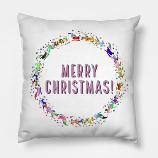 Reindeer Rainbow Sleigh Merry LGTBQ Christmas Pillow