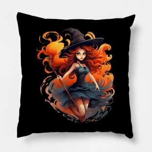 Witch on Fire Pillow