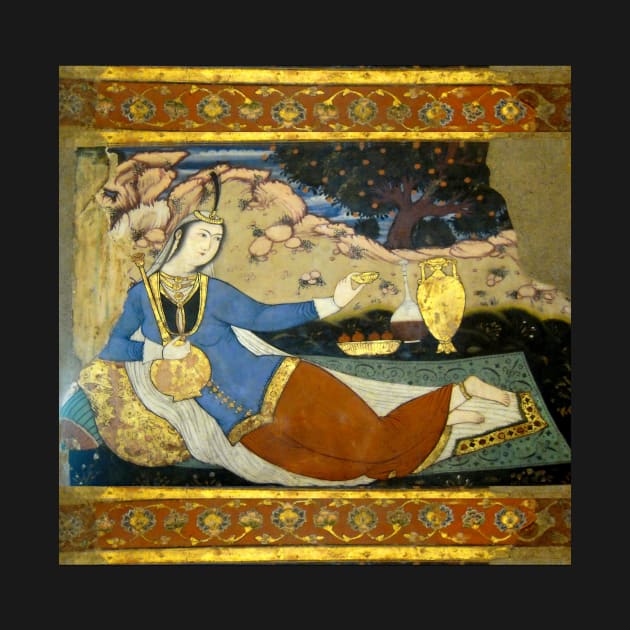 Persian Fresco Miniature Lady in the Garden by oknoki