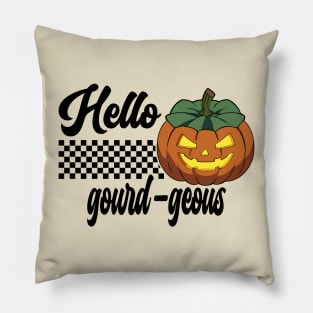 Pumpkin Halloween Hello Gourd-geous Retro Pillow