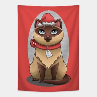 Siamese Christmas Cat Tapestry