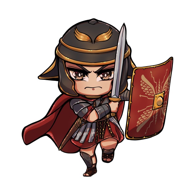 Cute Roman Empire Legionary Infantry Foot Soldier Charging - History Ancient Rome - Chibi by Holymayo Tee