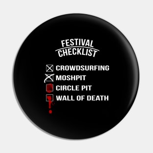 Metal und Rock - Festival Checkliste Pin