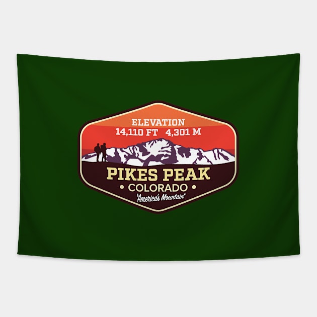 Pikes Peak Colorado - America's Mountain climbing badge Tapestry by TGKelly