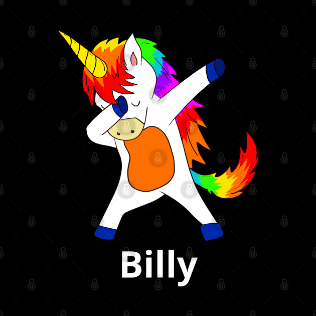 Billy First Name Personalized Dabbing Unicorn by chuhe86