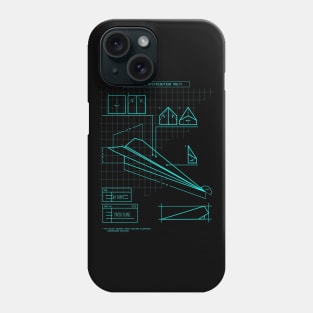 Top secret origami paper plane engineering blueprints (in turquoise) Phone Case