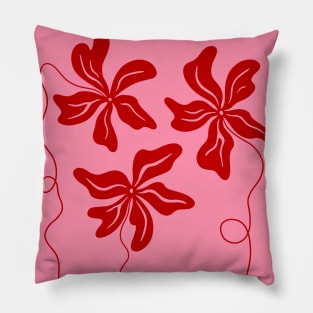 Funky Red on Pink Plants illustration. Abstract Matisse Style art Pillow