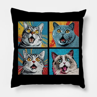 Funny Crazy Cat Pop Art Pillow