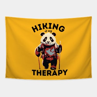 Hiking Is My Therapy Funny Panda Bear Hiking Tapestry