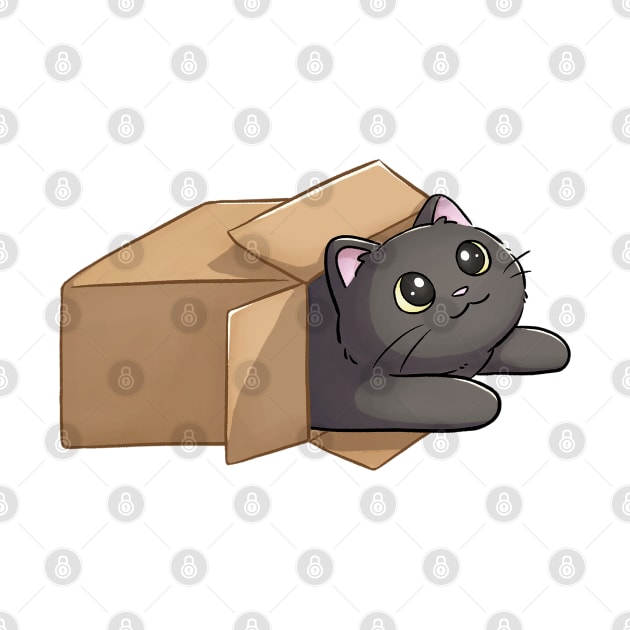 Cute Black Cat In A Box by Meowrye