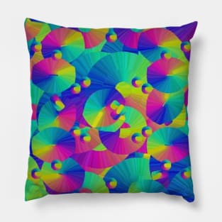 Rainbow Colored Circles and Rings Pillow
