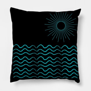At the beach by Lines Blck Pillow