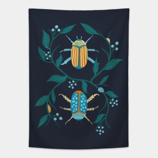 Blue Garden Beetles Tapestry