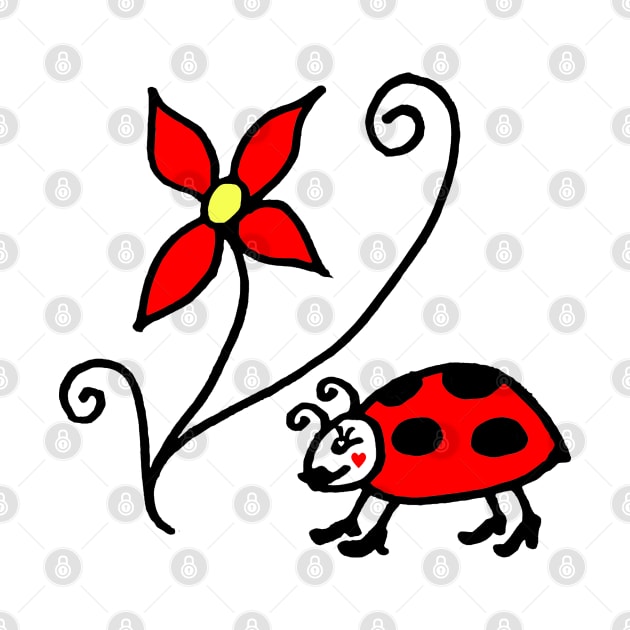 Cute Ladybug with Flower by Michelle Le Grand