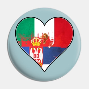 Mexican and Serbian Heart Mix Heritage Flag Pin