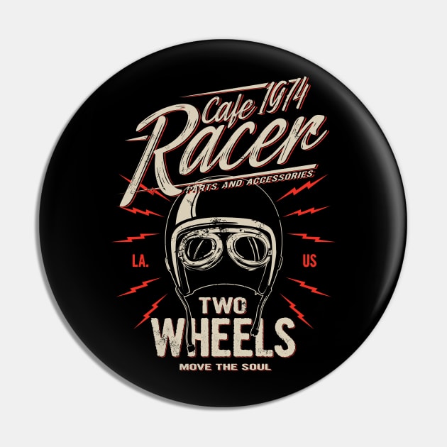 Cafe Racer 1974 vintage two wheels custom style Distressed Pin by SpaceWiz95