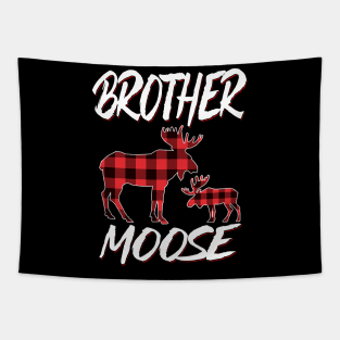 Red Plaid Brother Moose Matching Family Pajama Christmas Gift Tapestry