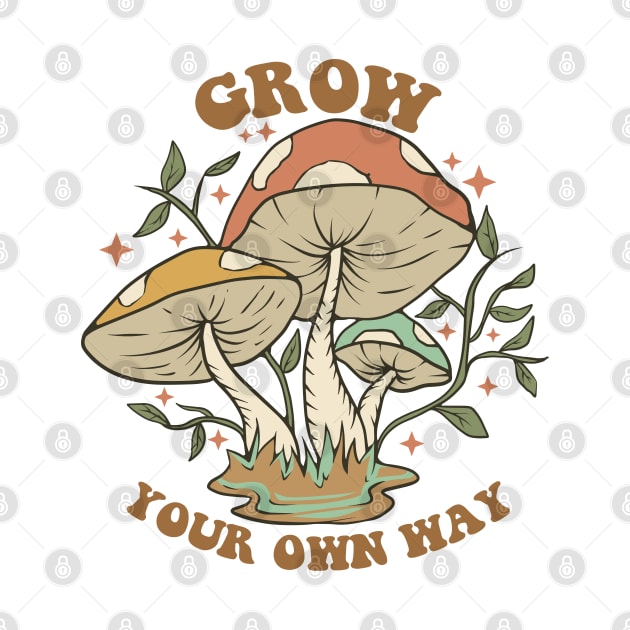 Cottagecore mushroom retro motivational by alcoshirts