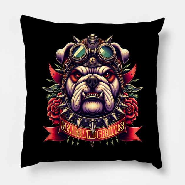 Gears And Growls Pillow by Syauqi Studio