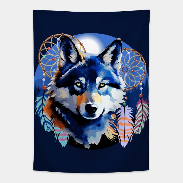 Wolf Native Animal Spirit Tapestry by BluedarkArt