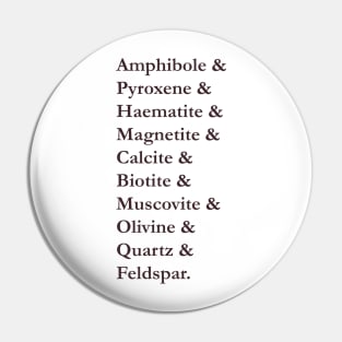 Geological minerals list Pin