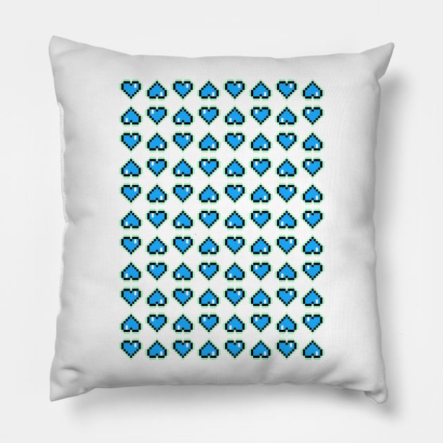 8bit hearts (blue) Pillow by ControllerGeek