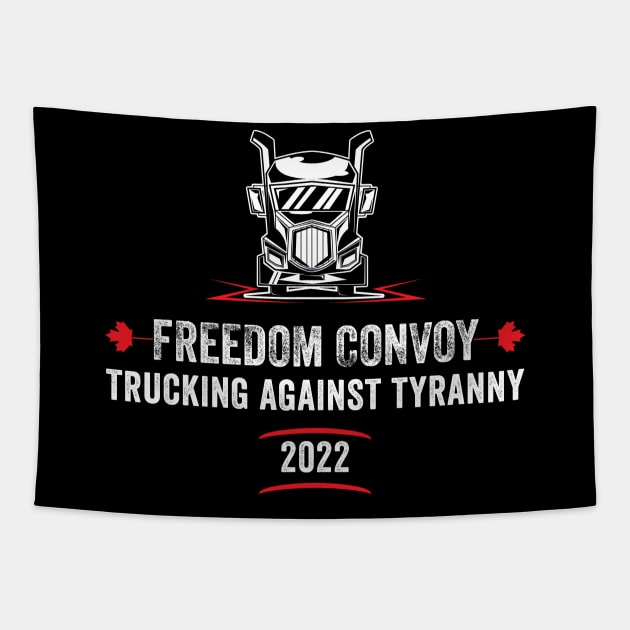 Freedom Convoy Trucking against tyranny Tapestry by UniqueBoutiqueTheArt
