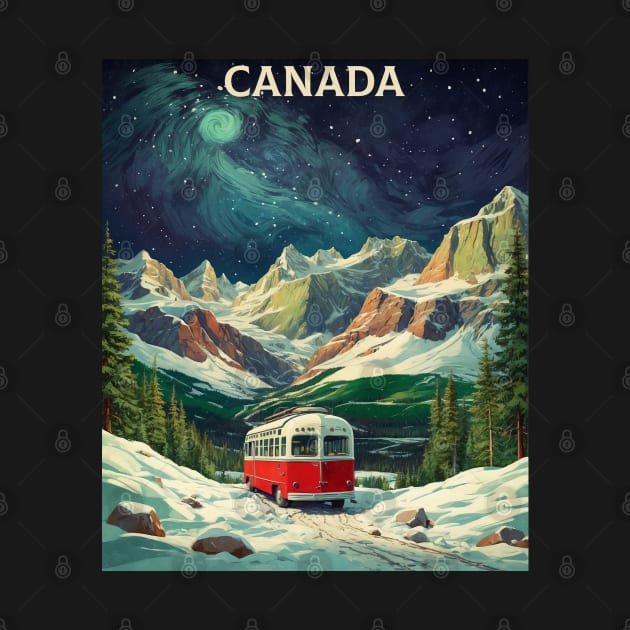 Canada Aurora Boreal Vintage Poster Tourism by TravelersGems