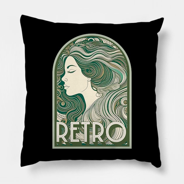 Art Deco Retro Women Pillow by Bellinna