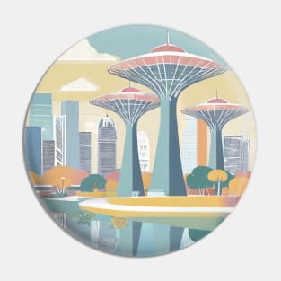 Serene Singapore Skyline Pin