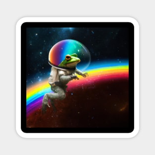 Rainbow Astronaut Frog Magnet