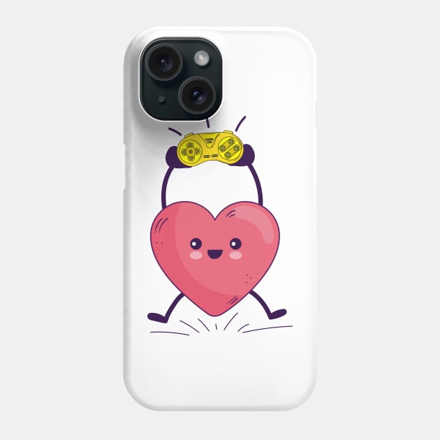 Funny Heart Gaming Valentines Day Men Women Boys Girl Gamer Phone Case by jexershirts