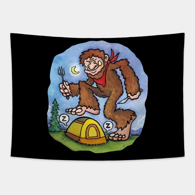 Happy Camper – Bigfoot's Midnight Snack Tapestry by LAB Ideas