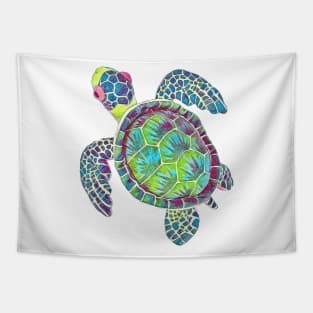 Colorful watercolor turtle design Tapestry