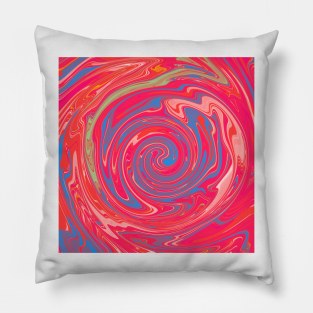 Peach Red Rose Swirl Marble Design Abstract Art Pillow