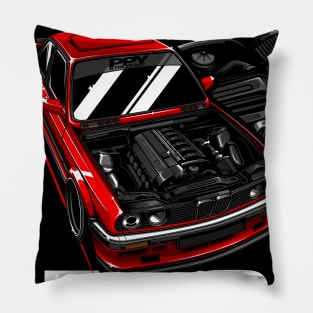 BMW E30 ENGINE BAY RED - PAPAYA STREETART Pillow