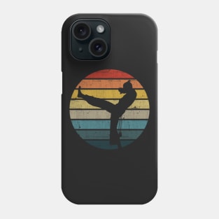 Capoeira Silhouette On A Distressed Retro Sunset print Phone Case