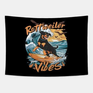 Wave Rider Rottweiler Dog Surfing Adventure Tapestry