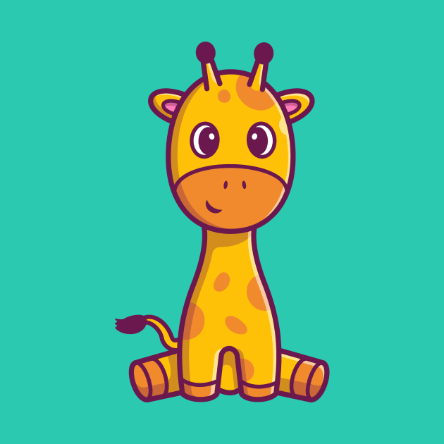 Cute Giraffe Sitting Cartoon by Catalyst Labs