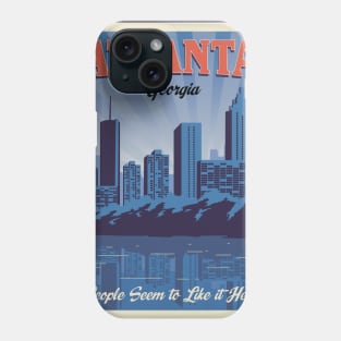 Atlanta Georgia Skyline Cityscape Vintage Travel Poster Phone Case