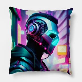 Abstract Cyberpunk Cyborg Pillow