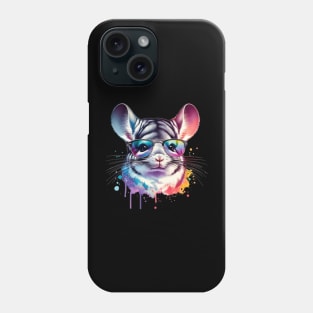 Watercolor Chinchilla Wearing Sunglasses. Phone Case