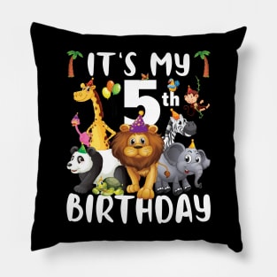 Its My 5th Birthday Safari Jungle Zoo Lovers Birthday Party Pillow