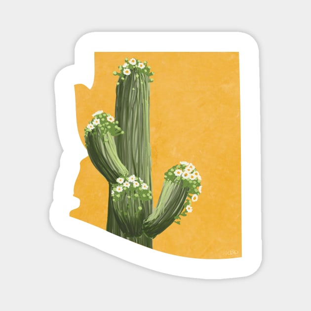 Arizona Saguaro Cactus Blossom Magnet by Lavenderbuttons