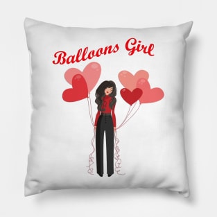 Balloons Girl Pillow