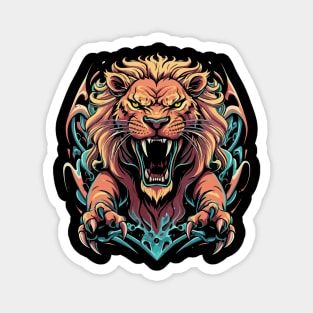 Scary African Lion Pouncing Magnet