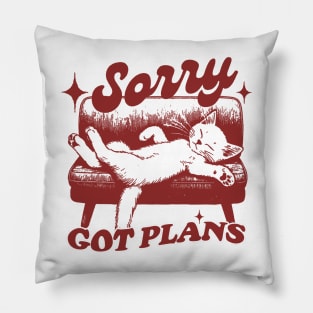 Sorry Got Plans Retro Graphic T-Shirt, Vintage Unisex Adult T Shirt, Vintage Kitten T Shirt, Nostalgia Cat Pillow